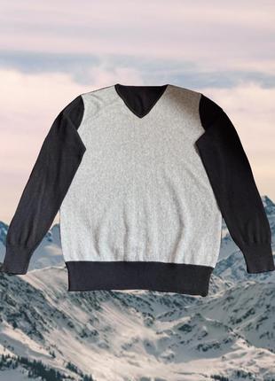 Хлопковый свитер пуловер черный серый