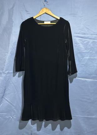 Платье велюровое черная прямая бархатная