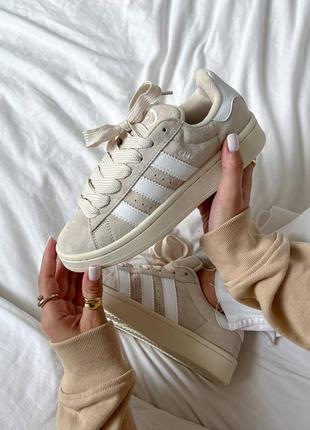 Женские кроссовки бежевые в стиле adidas campus beige