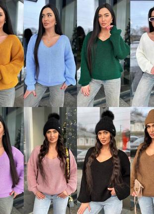 Женский свитер оверсайз 70% шерсть зеленого цвета 💚8 фото