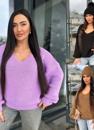 Женский свитер оверсайз 70% шерсть зеленого цвета 💚7 фото