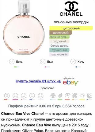 Chanel chance eau vive оригінал 100 мл9 фото