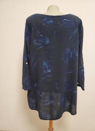 Шикарна італійська блузка туніка вільного фасону льон котон5 фото