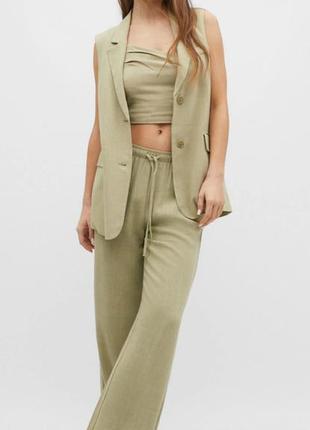 Stradivarius medium linen blend waistcoat2 фото