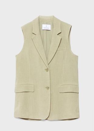 Stradivarius medium linen blend waistcoat4 фото