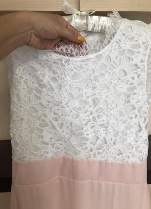 Супер нежное, нарядное шифоновое платье с кружевом6 фото