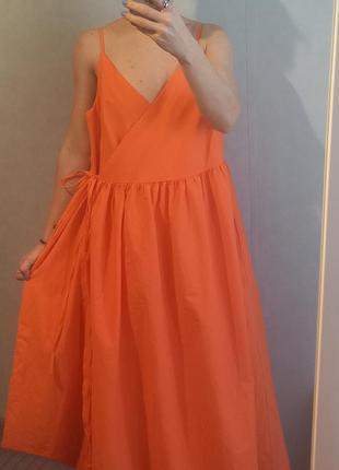 Новое с биркой платье на запах в апельсиновом цвете2 фото