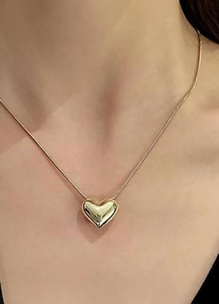Стильная цепочка с подвеской сердечком цепочка золотого/серебро цвета2 фото