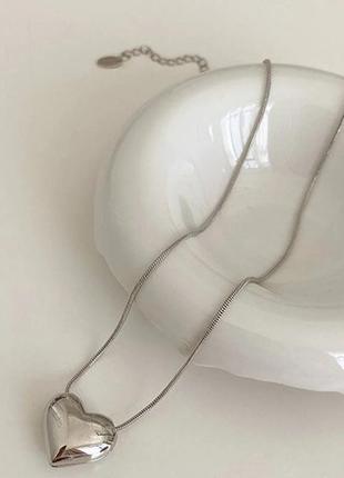 Стильная цепочка с подвеской сердечком цепочка золотого/серебро цвета5 фото