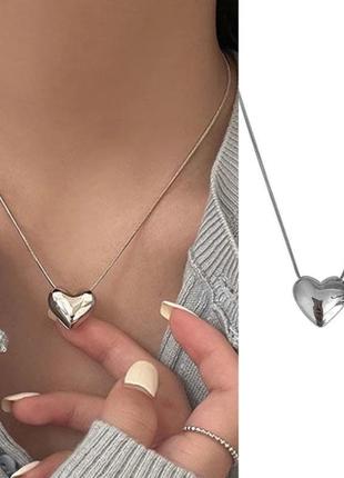 Стильная цепочка с подвеской сердечком цепочка золотого/серебро цвета3 фото