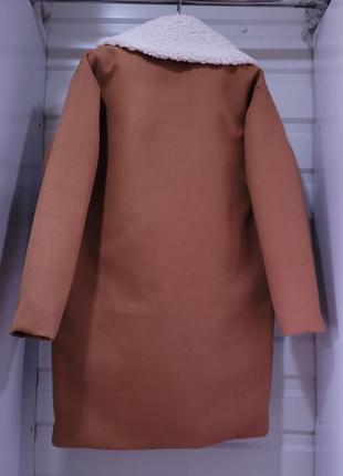 Пальто из искусственного меха с воротником10 фото