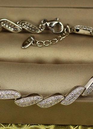 Браслет xuping jewelry лист фикуса 17 см 5 мм серебристый