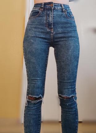 Джинси жіночі сині. скінні джинси з високою посадкою5 фото