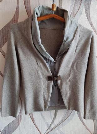 Оригінальний бежевий жіночий жакет вовна шовк кашемір fabiana filippi розмір s