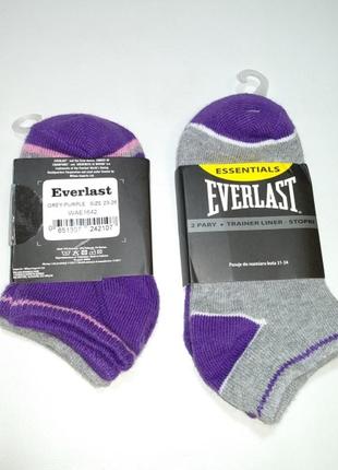 Шкарпетки, носки комплект 2 пары для девочки everlast серые, фиолет1 фото