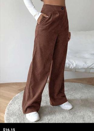 Shein! широкие вельветовые брюки с высокой посадкой (р. 34, xs)4 фото