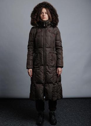 Зимняя женская длинная куртка пуховик пальто оливковое хаки jessica simpson