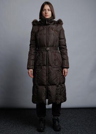 Зимова жіноча довга куртка пуховик пальто олива хакі jessica simpson8 фото