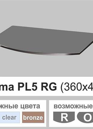 Полиця скляна настінна навісна радіусна commus pl5 rg (360х440х8мм)
