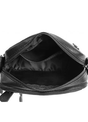 Мужская кожаная сумка через плечо, барсетка с натуральной кожи черная4 фото