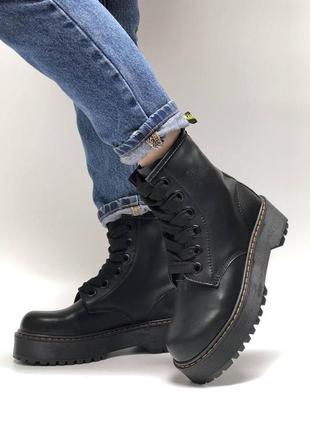 Женские кожаные ботинки dr martens molly black (доктор мартинс молли черные демисезонные)3 фото