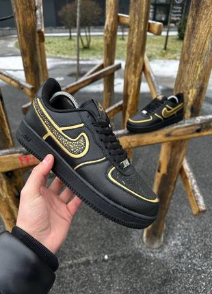 Мужские кроссовки черные с желтым в стиле nike air force cr7