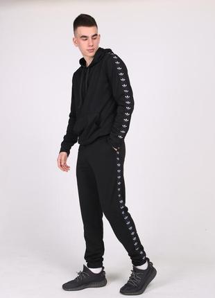 Спортивные штаны adidas мужские теплые на флисе, адидас черные зимние2 фото