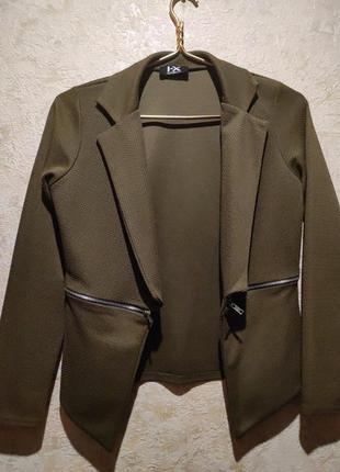 Кардиган хаки пиджак кофта жакет с карманами карманами на молнии1 фото