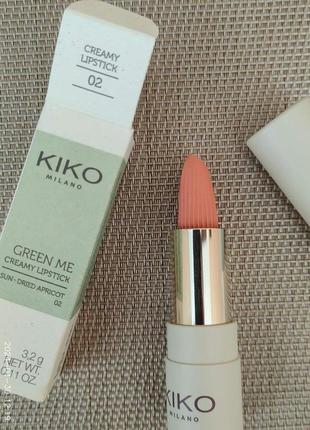 Kiko milano green me creamy lipstick кремовая помада 02 sun-dried apricot3 фото