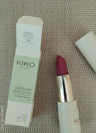 Кремова помада з оливковою олією kiko milano green me creamy lips 04 mulberry mauve5 фото