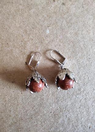 Серьги с натуральным авантюрином