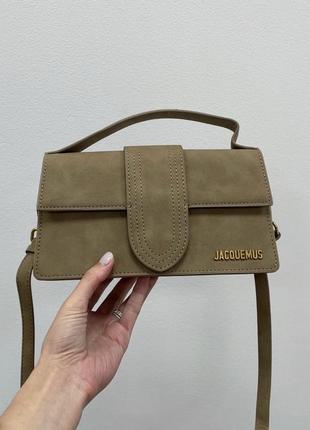 👜 jacquemus le bambino grand suede olive