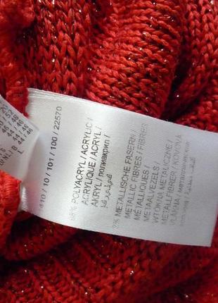Gina laura демисезонный свитер джемпер пуловер реглан алый красный объёмный вязаный узор косы8 фото