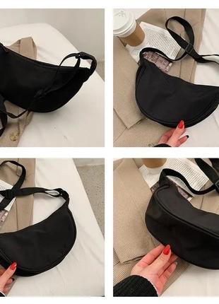 Стильна чорна бананка спортивна сумка багет крос боді текстиль стиль uniqlo3 фото