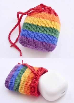 Вязаный мешочек чехол для наушников.лгбт. радуга. hand made. ручная работа