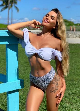 Купальник раздельный бандо с открытыми плечами белый l