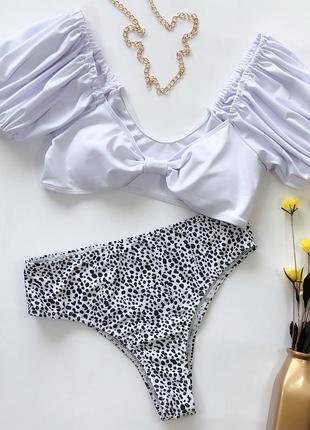 Купальник раздельный бандо с открытыми плечами белый l