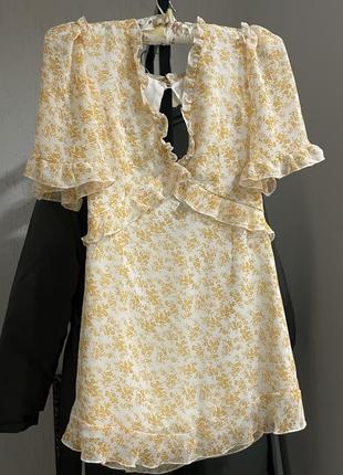 Платье летнее шифоновое желтое в цветочек s1 фото