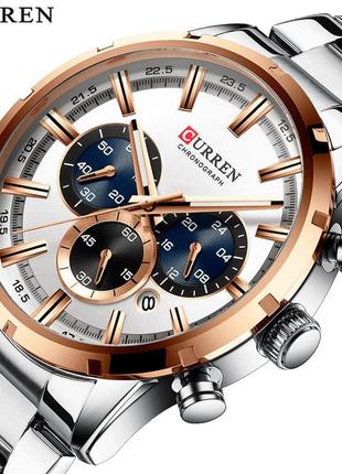 Часы мужские curren chronograph silver-white часы наручные, мужские часы, кварцевые часы