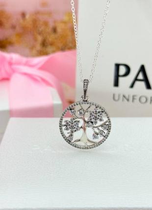 Серебряная колье ожерелье подвеска цепочка серебро пандора pandora silver s925 ale с биркой и пломбой 925 проба новое семейное дерево2 фото