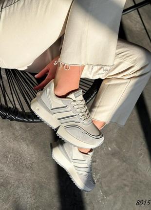 Кросівки жіночі світлий беж + сірий екошкіра9 фото