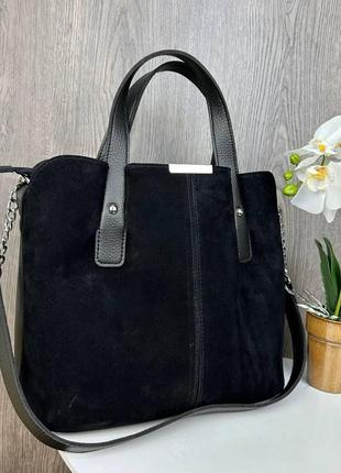 Жіноча модна замшева сумка, класична жіноча сумочка з натуральної замші3 фото