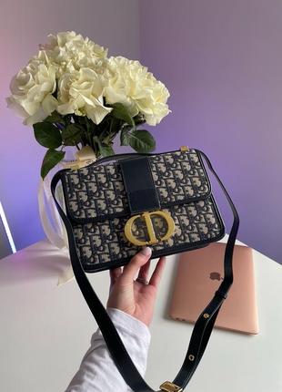 Сумка christian dior 30 montaigne chain bag blue dior oblique jacquard (3 фото