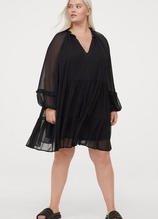 Шифонове чорне плаття вільного крою, великий розмір h&m