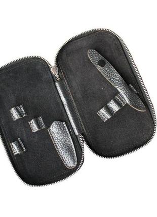 Компактный кожаный чехол для маникюрных инструментов leathart серый