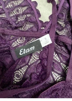 Etam шикарный фиолетовый кружевной боди как новый изысканный французский бренд5 фото