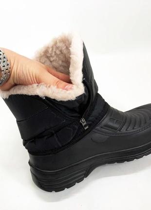 Сапоги мужские утепленные короткие. размер 46, зимние мужские ботинки на меху, для прогулок. цвет: черный7 фото
