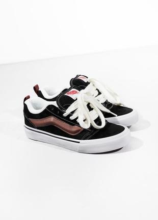 Vans knu skool black/bordo кеды кроссовки