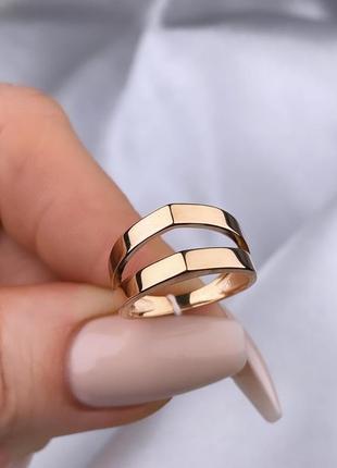 🇺🇦 кольцо срібло 925° покриття позолота, подвійна обручка 1477.10п
