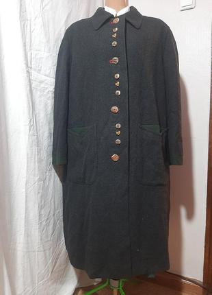Австрийское винтажное шерстяное длинное пальто графитового цвета4 фото